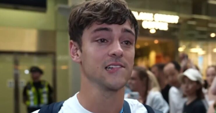 Emotional Tom Daley biting his lip on BBC Sport over retirement