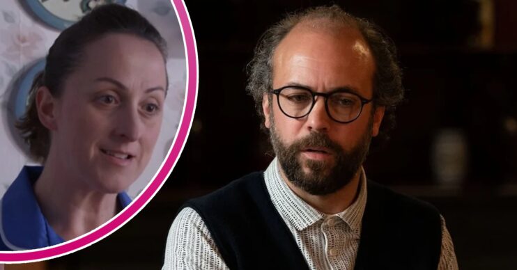 Reiss looks worried on EastEnders; inset, Sonia (Credit: BBC/Composite: ED!)