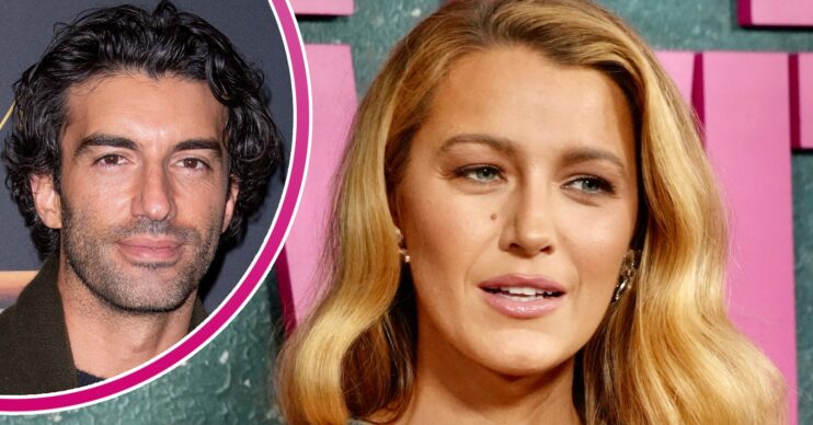 Blake Lively frowning beside a frowning Justin Baldoni