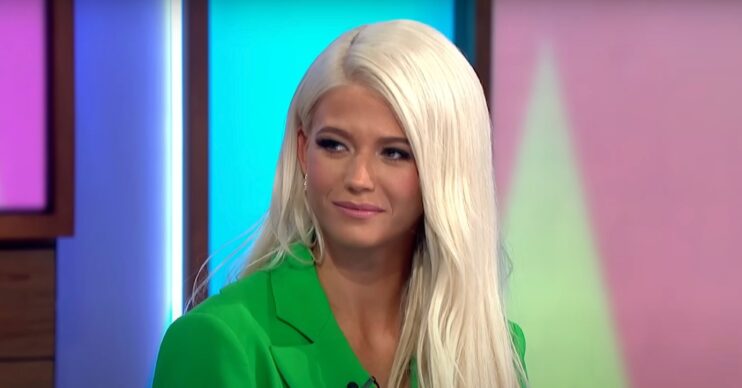 Danielle Harold on Loose Women in a green blazer