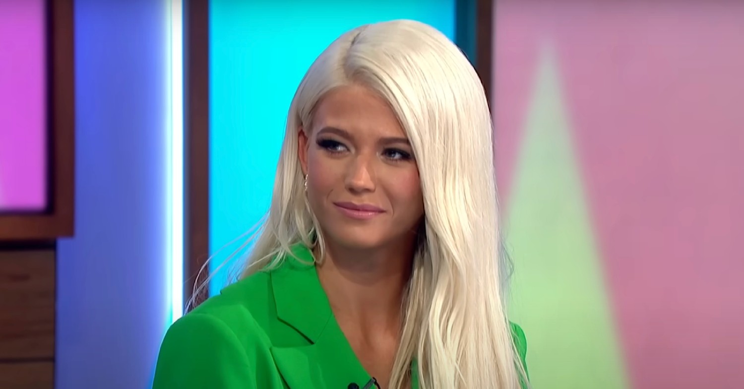Danielle Harold on Loose Women in a green blazer