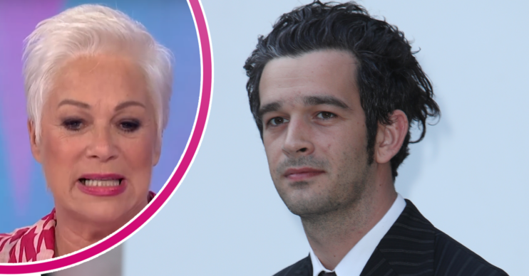 Denise Welch with shocked expression beside a smirking Matty Healy