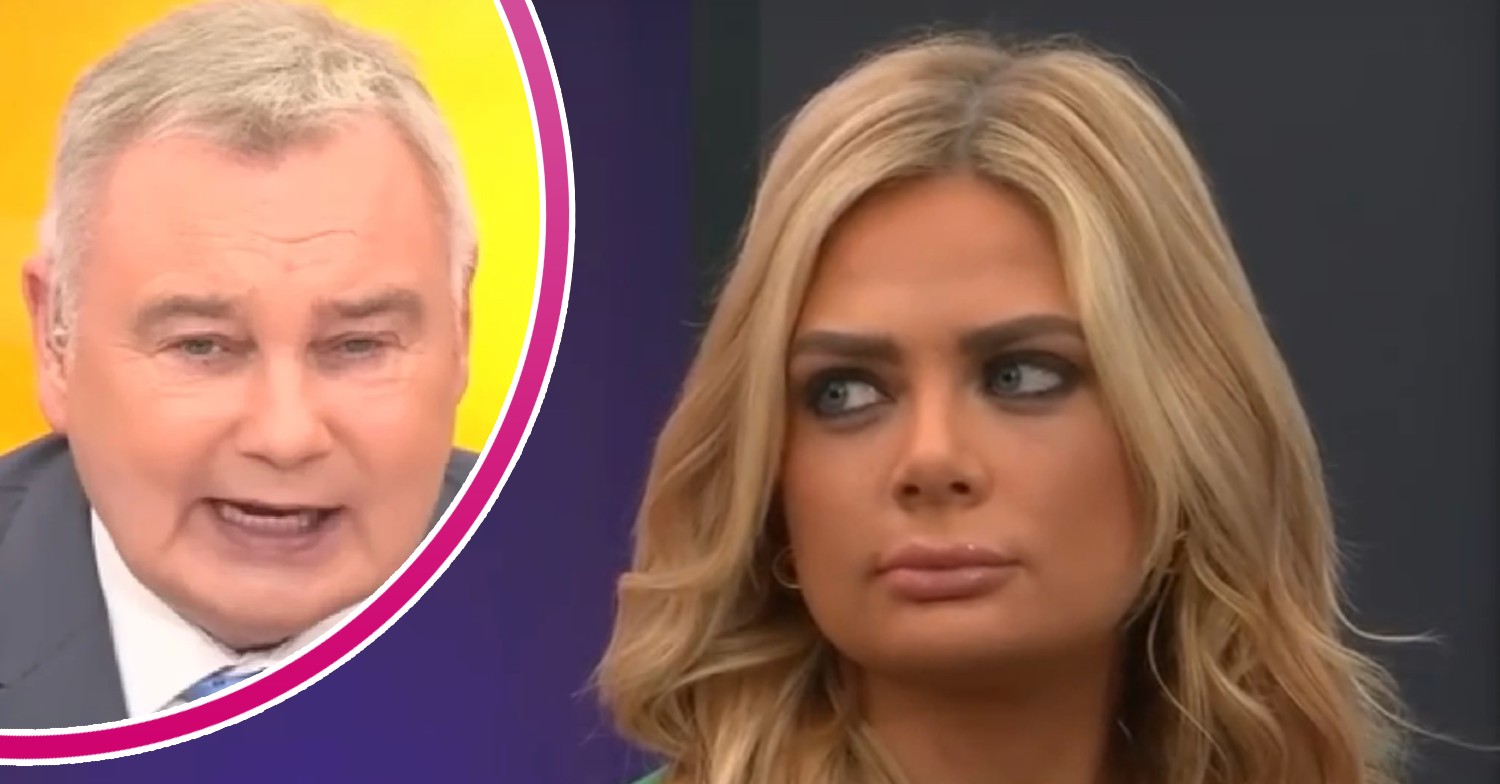 Eamonn Holmes talking beside a frowning Ellie Costello