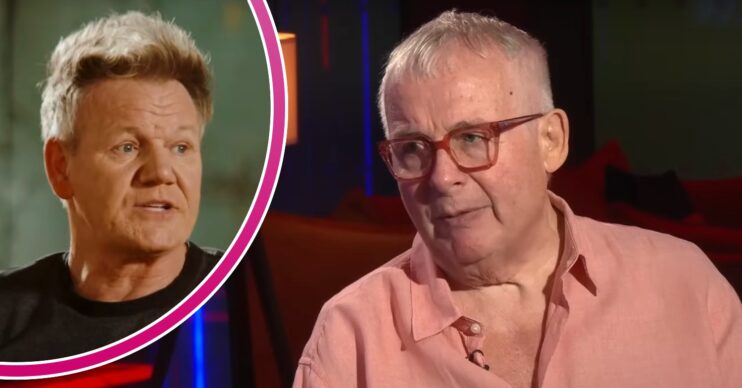 Gordon Ramsay speaking / Christopher Biggins looking serious