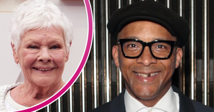 Judi Dench smiling beside a smiling Jay Blades
