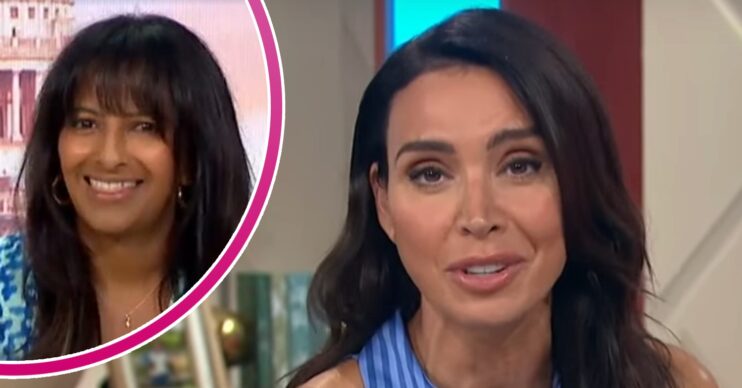 Ranvir Singh smiling beside a shocked Christine Lampard