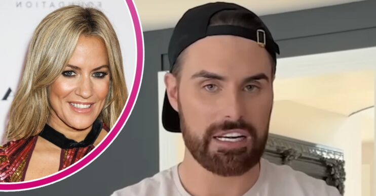 Caroline Flack beside an emotional Rylan Clark