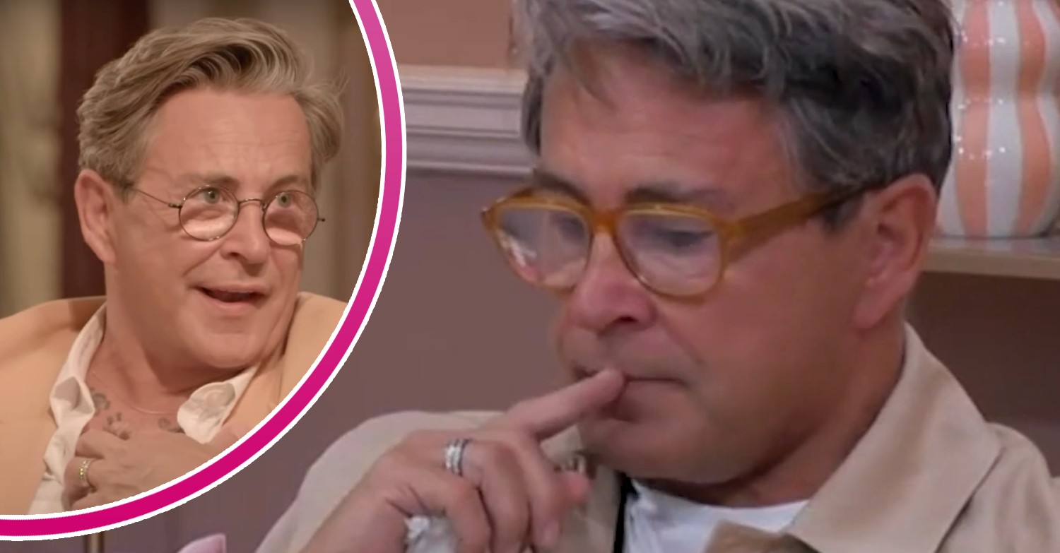 Stephen Webb smiling on Celebs Go Dating beside Stephen Webb crying on the show