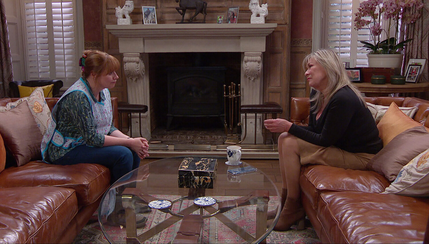 Kim and Lydia chat at Home Farm