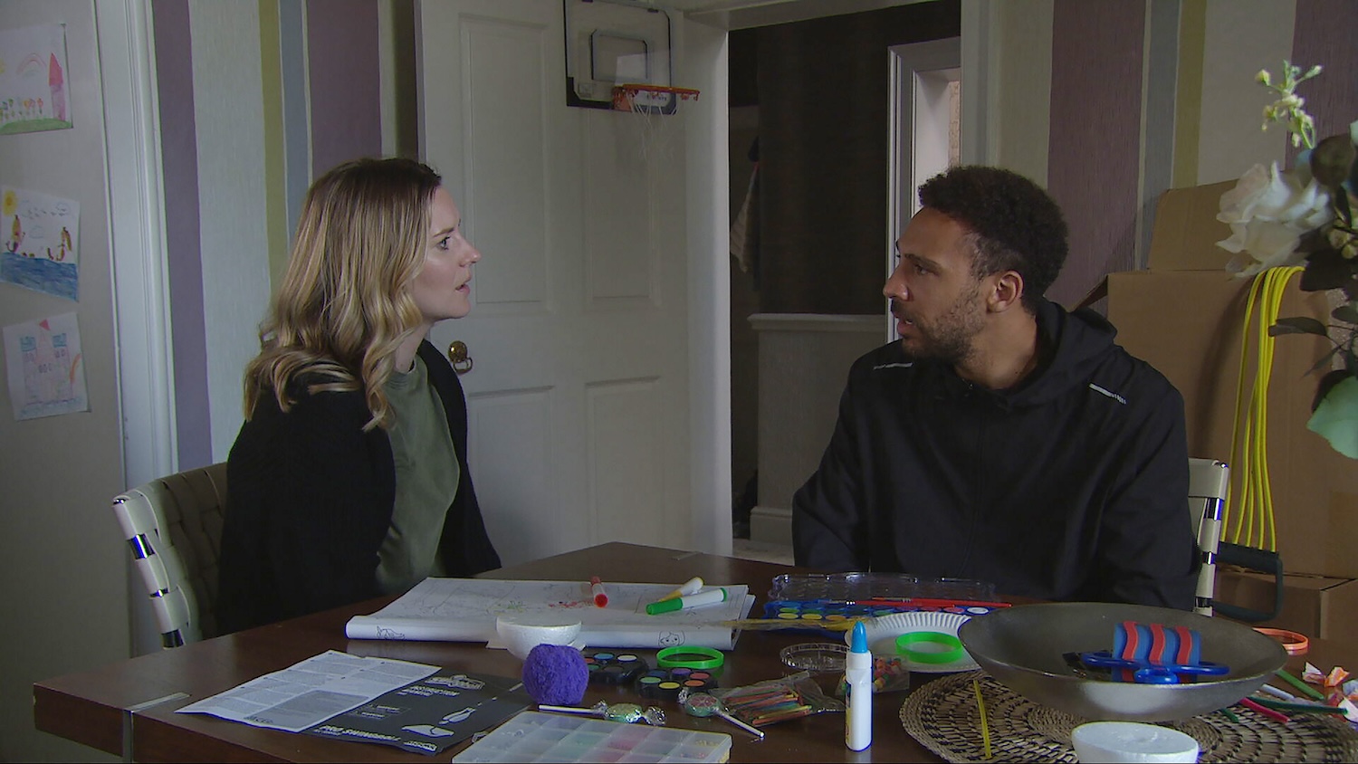 Dawn and Billy are talking