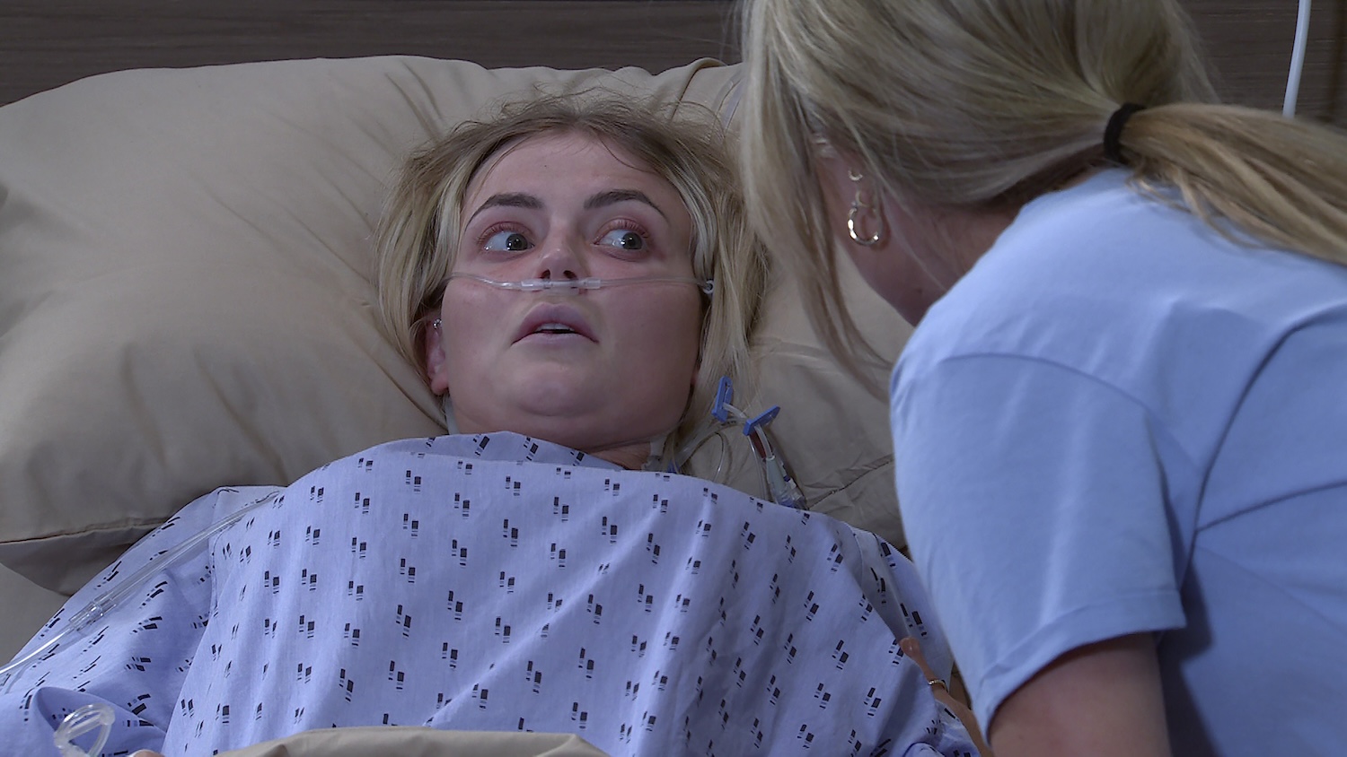 Bethany looks sick lying in hospital on Corrie