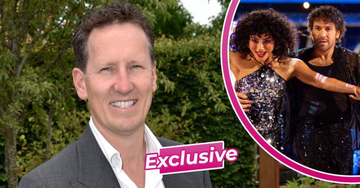 Brendan Cole smiling at Chelsea Flower Show and Shayne Ward dancing with Nancy Xu on Strictly
