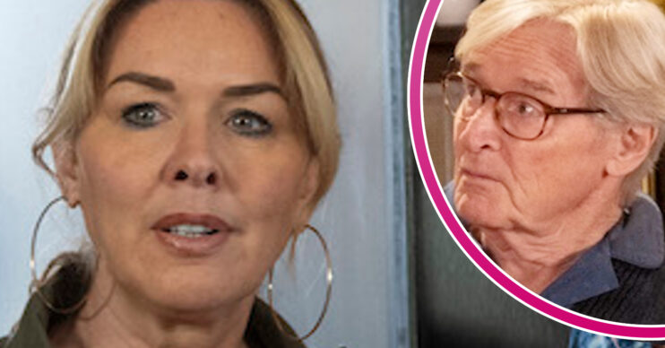 Coronation Street's Sharon, and in a bubble is Ken