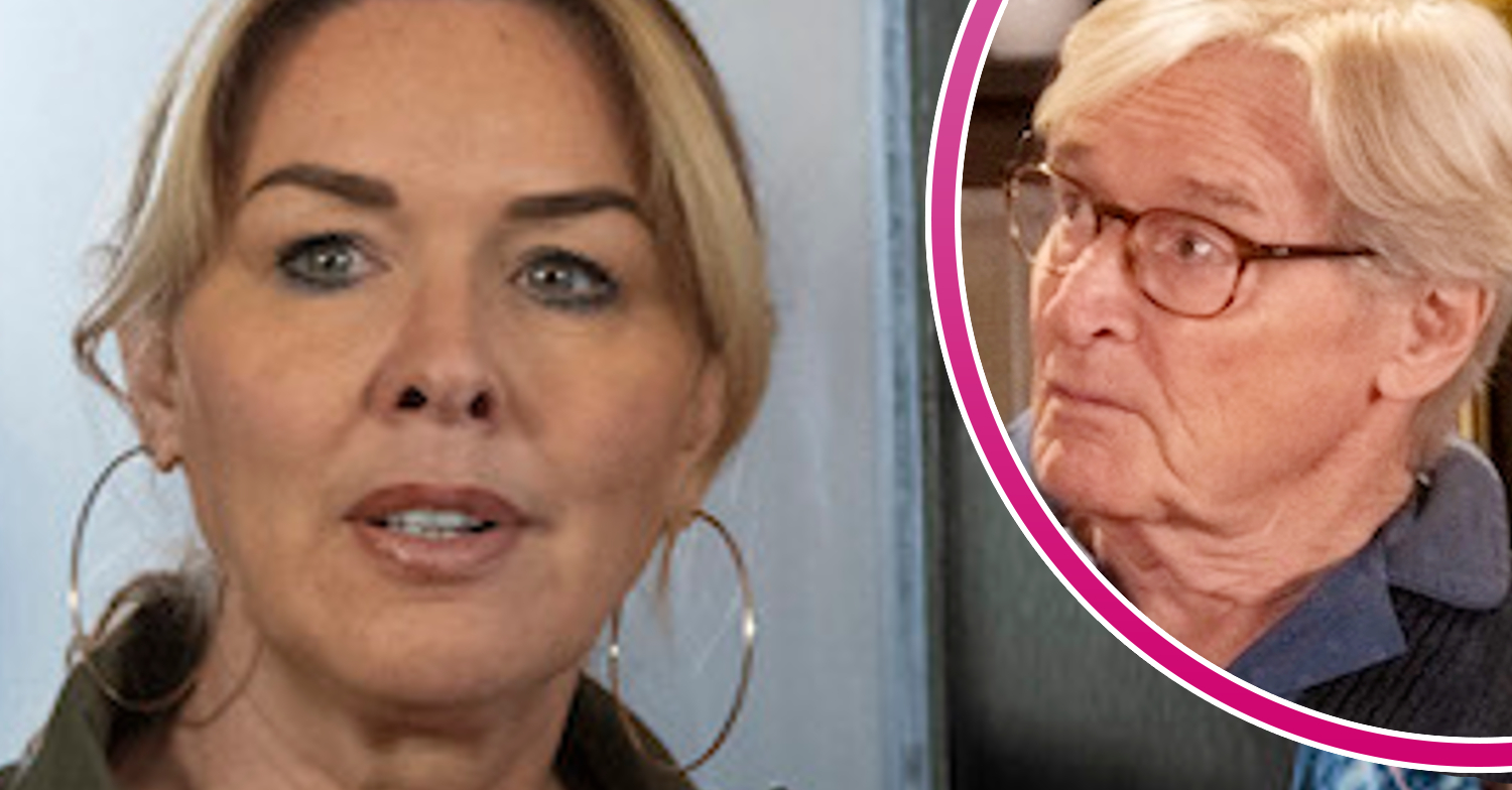 Coronation Street's Sharon, and in a bubble is Ken