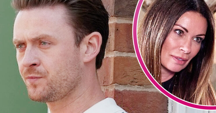 Coronation Street's Joel, and in a bubble is Carla