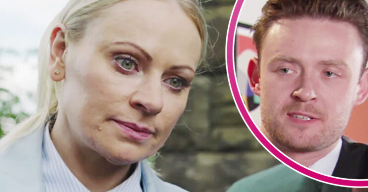 Coronation Street's DS Lisa Swain, and in a bubble is Joel Deering