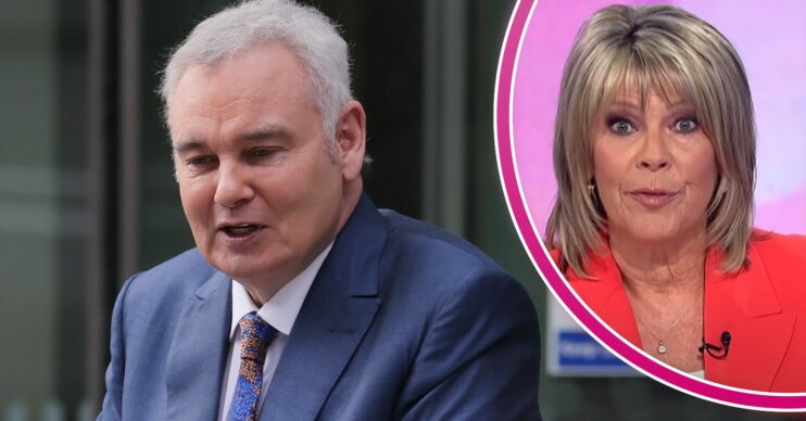 Eamonn Holmes talking in suit and Ruth Langsford speaking on Loose Women