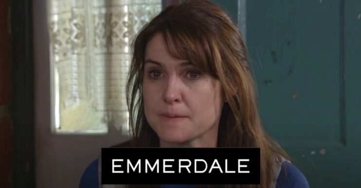 Emma Barton on Emmerdale; soap logo inset (Credit: ITV/Composite: ED!)