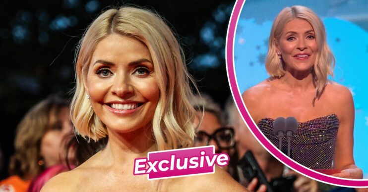 Holly Willoughby smiling on the red carpet at NTAs and presenting on stage