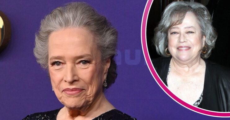 Kathy Bates at the Emmys 2024 and smiling at event in 2011