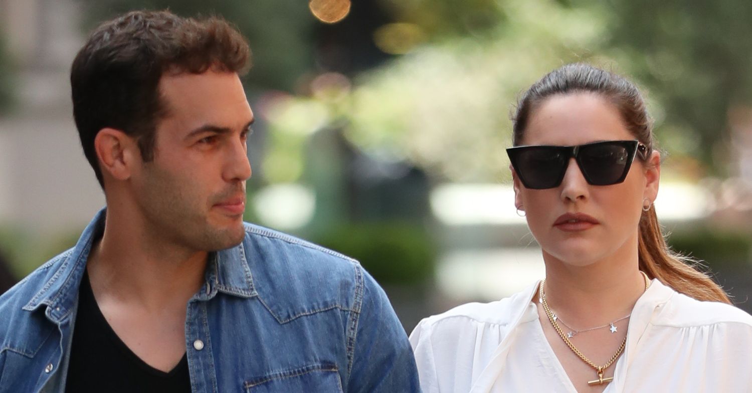 Kelly Brook and Jeremy Parisi walking