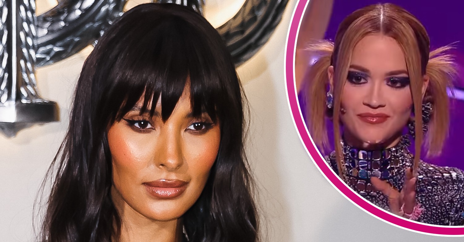Maya Jama posing at event and Rita Ora on The Masked Singer
