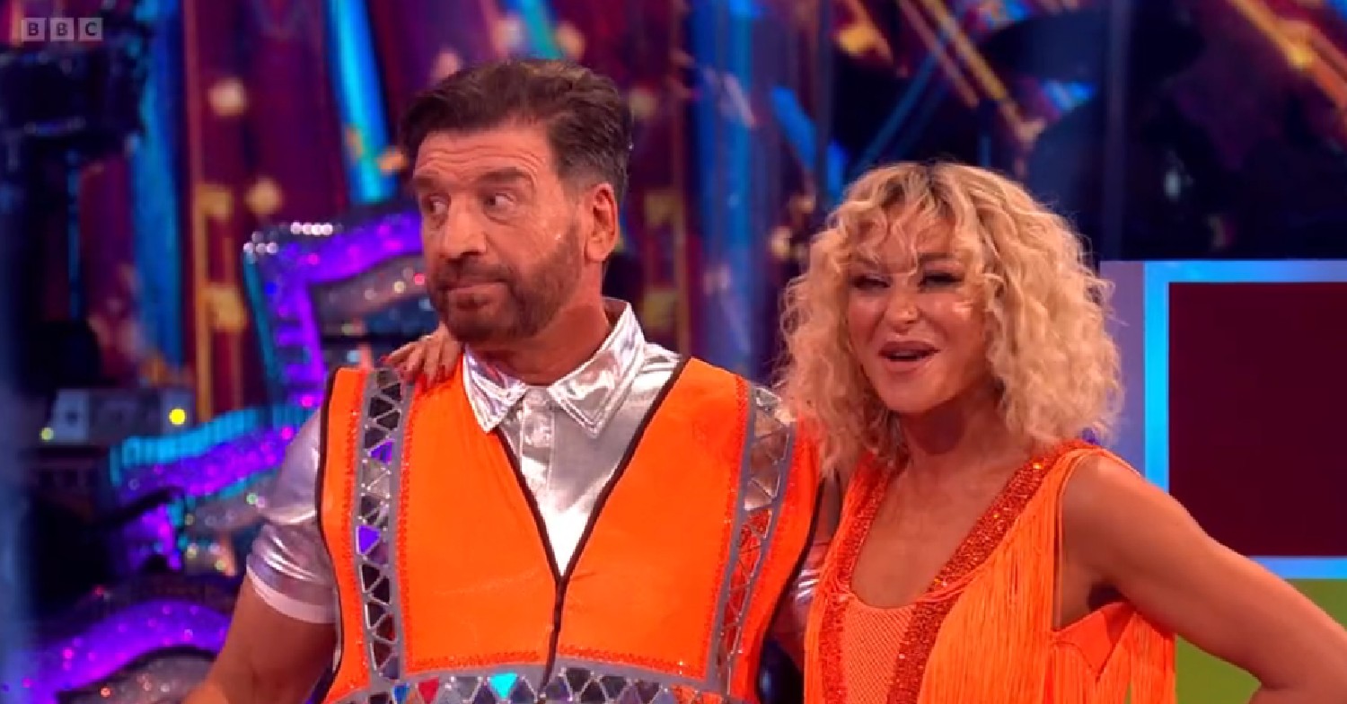 Nick Knowles and Luba Mushtuk getting feedback on Strictly
