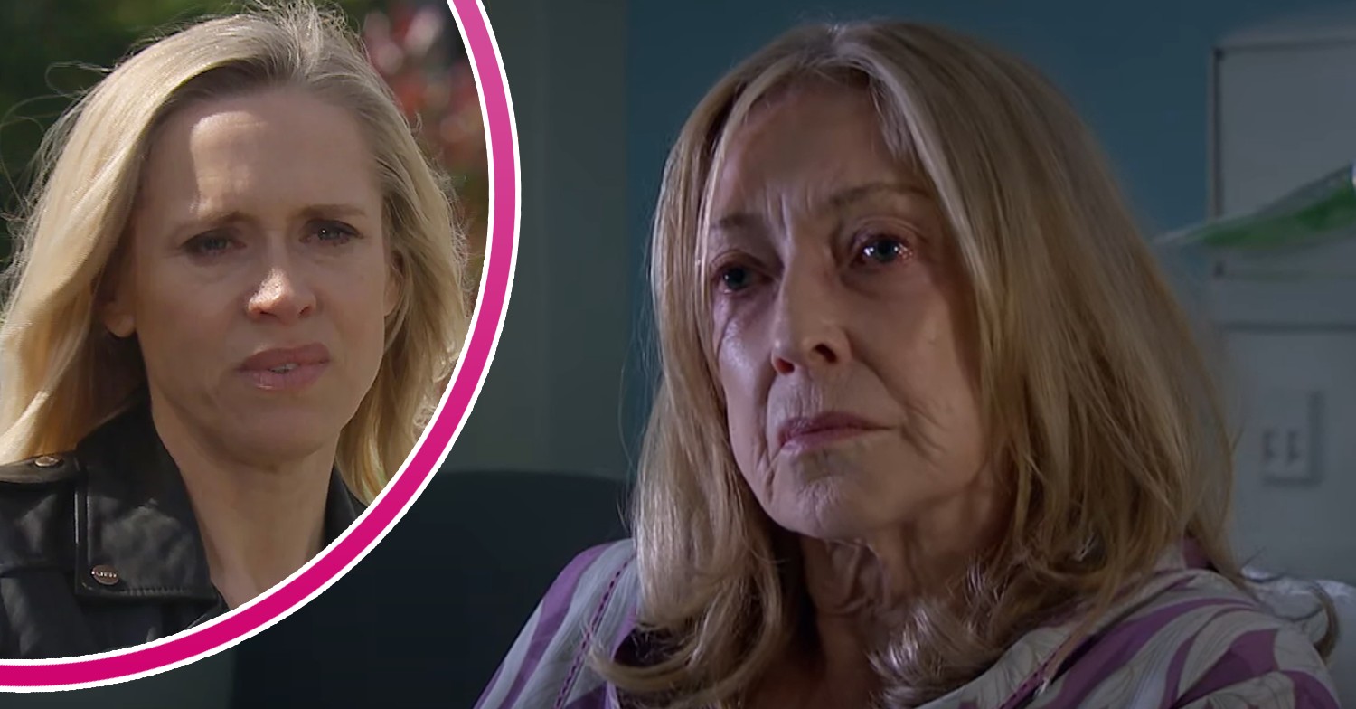 Ruby's mum looks serious on Emmerdale; inset, Ruby gazes thoughtfully (Credit: ITV/Composite: ED!)