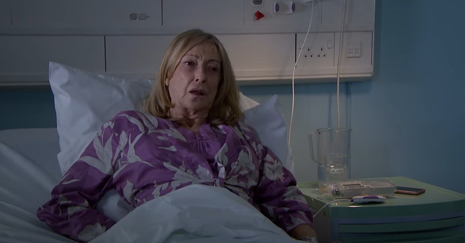 Ruby's mum in a hospital bed on Emmerdale