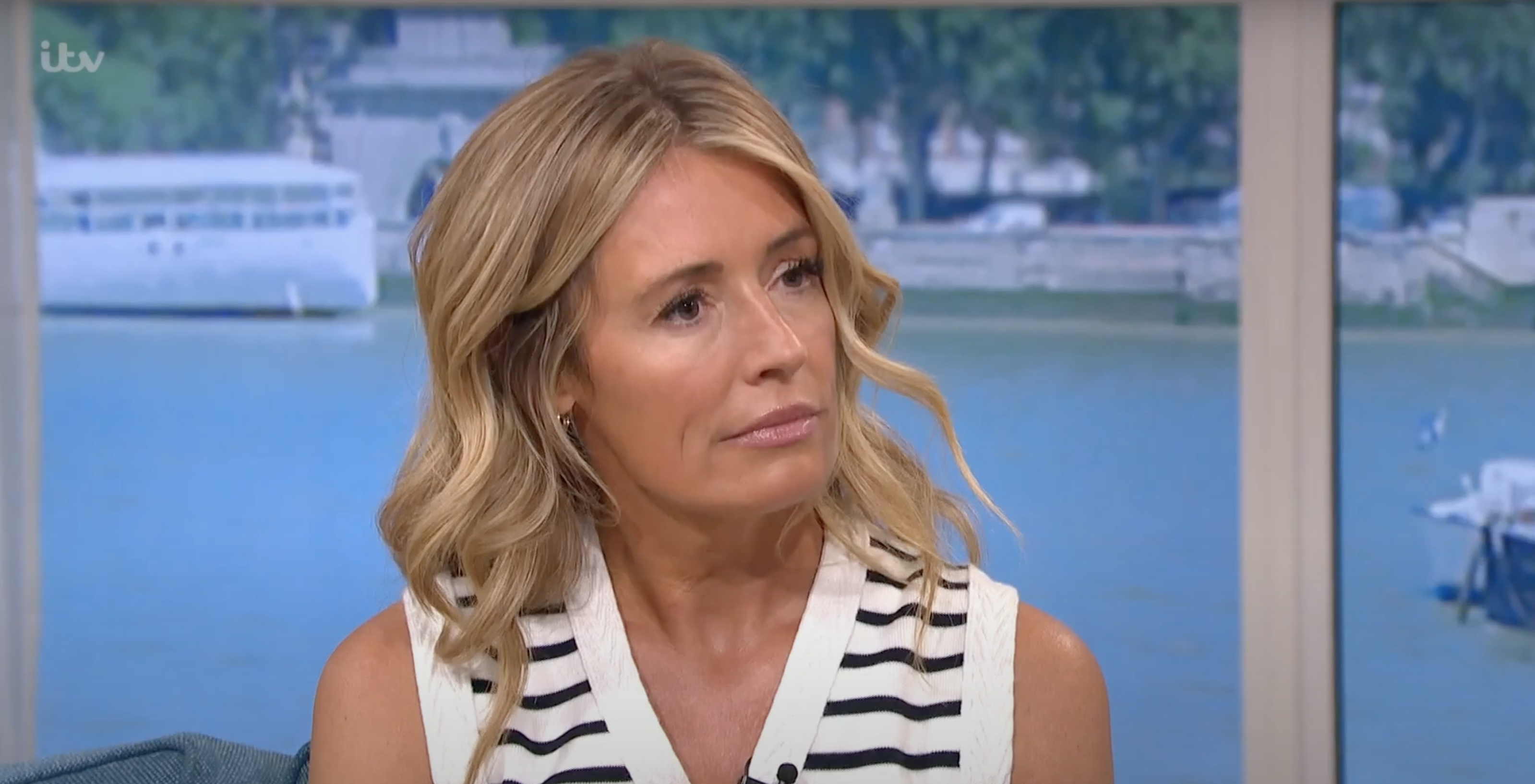 Cat Deeley looking serious on This Morning
