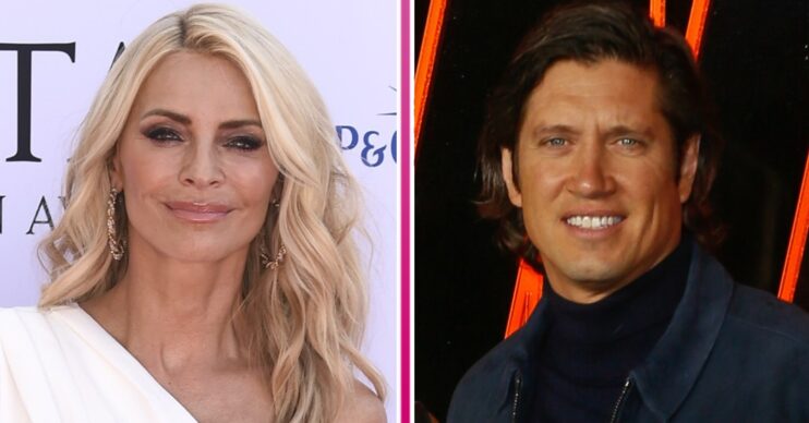 Tess Daly at the BAFTAs next to Vernon Kay smiling at film premiere