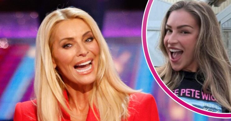 Tess Daly presenting Strictly Come Dancing and Zara McDermott smiling inset