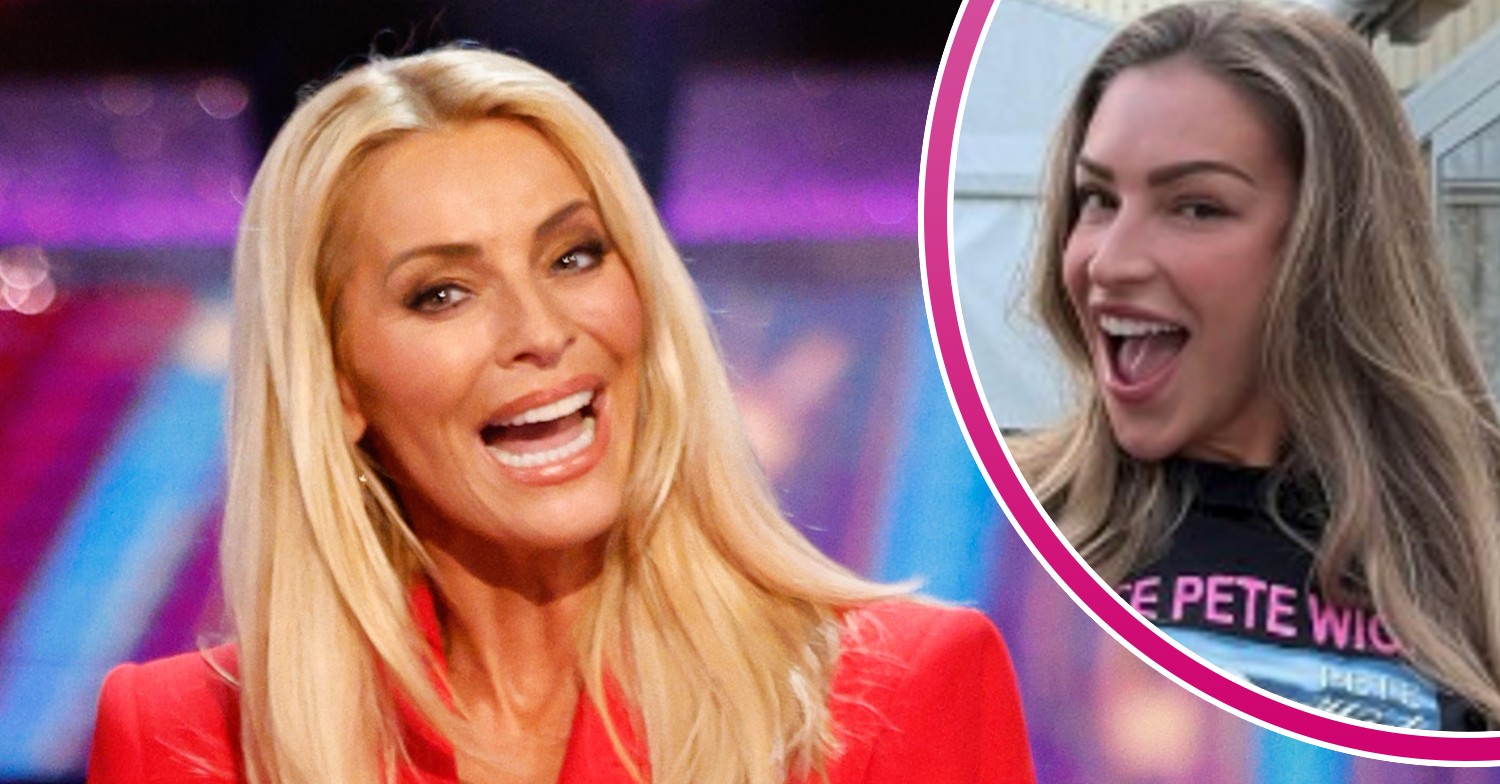Tess Daly presenting Strictly Come Dancing and Zara McDermott smiling inset