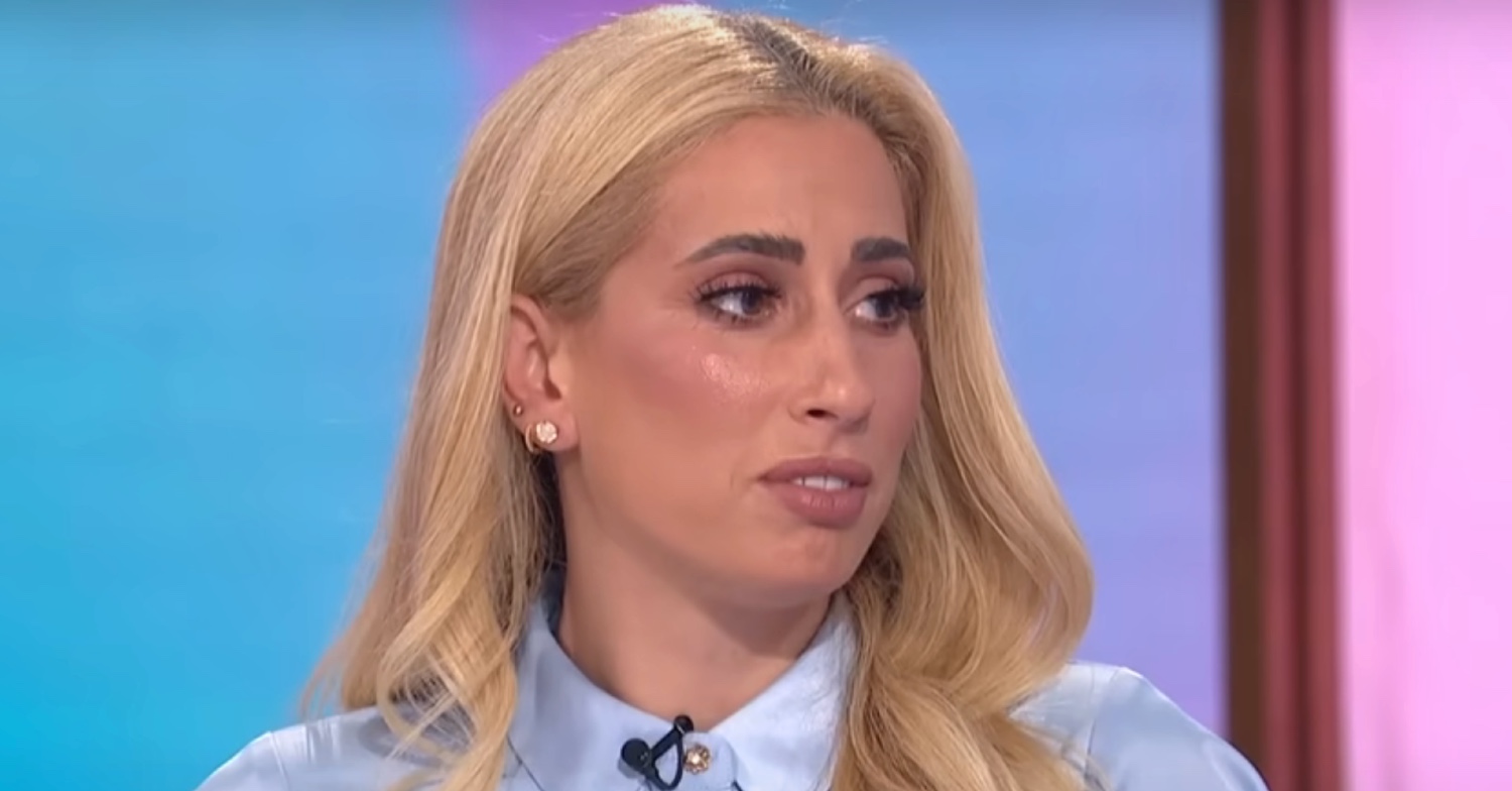Stacey Solomon with unimpressed expression