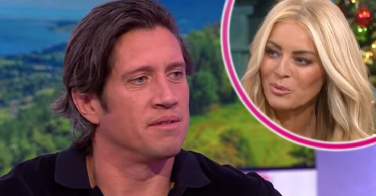 Vernon Kay and Tess Daly looking serious