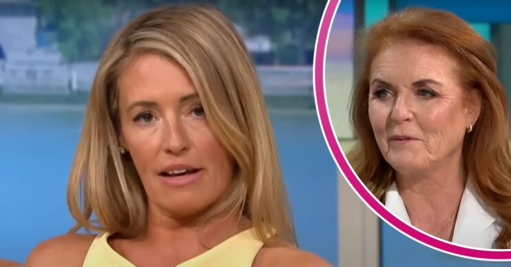 Cat Deeley speaking on This Morning / Sarah Fergsuon smirking on GMB