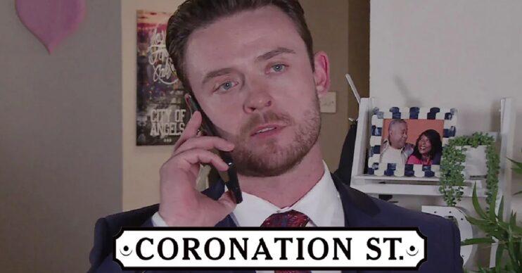 Coronation Street logo and Joel Deering