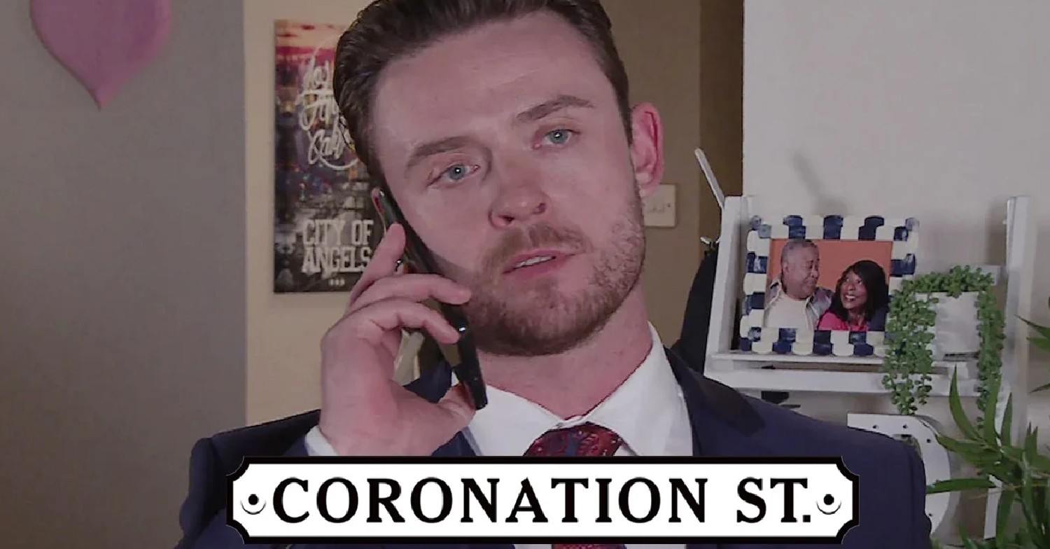 Coronation Street logo and Joel Deering