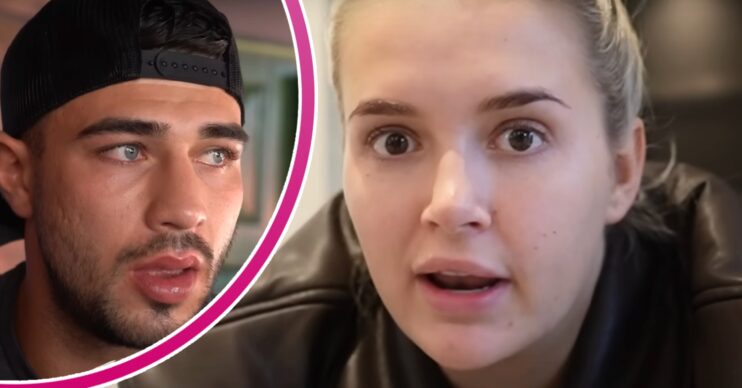 Tommy Fury with a teary-eyed open mouth expression beside a shocked Molly-Mae Hague