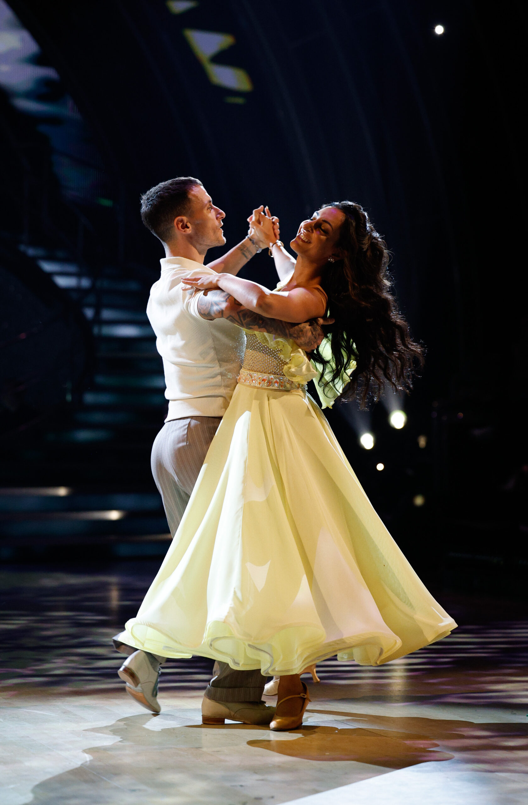 Gorka Marquez dancing with Dr Punam in a yellow dress on Strictly