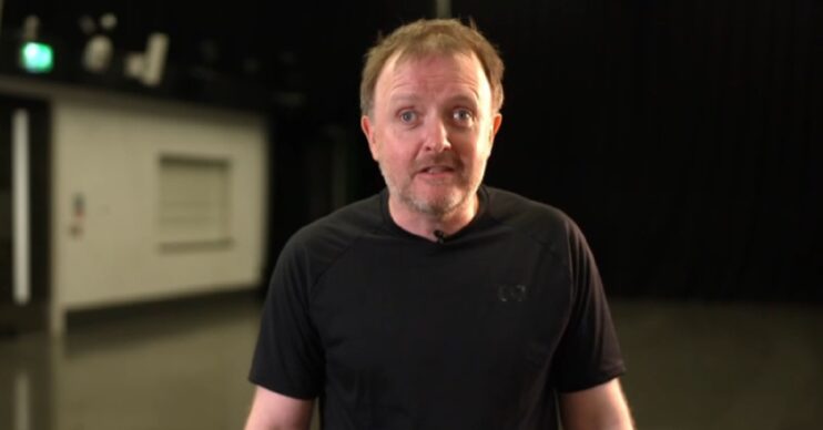 Chris McCausland wearing a black T-Shirt on Strictly