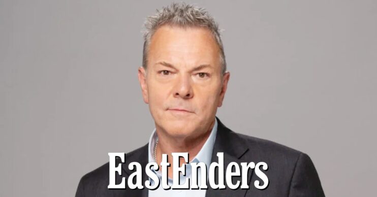 Publicity image of David Wicks on EastEnders; soap logo inset (Credit: BBC/Composite: ED!)