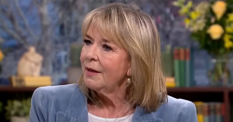 Fern Britton speaking in blue blazer on This Morning