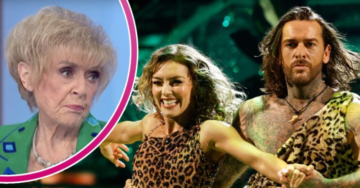 Pete and Jowita dancing on Strictly and Gloria Hunniford inset