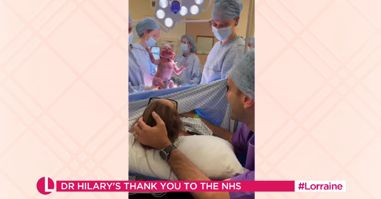 Photo of Dr Hilary Jones' grandchild after birth shown on Lorraine