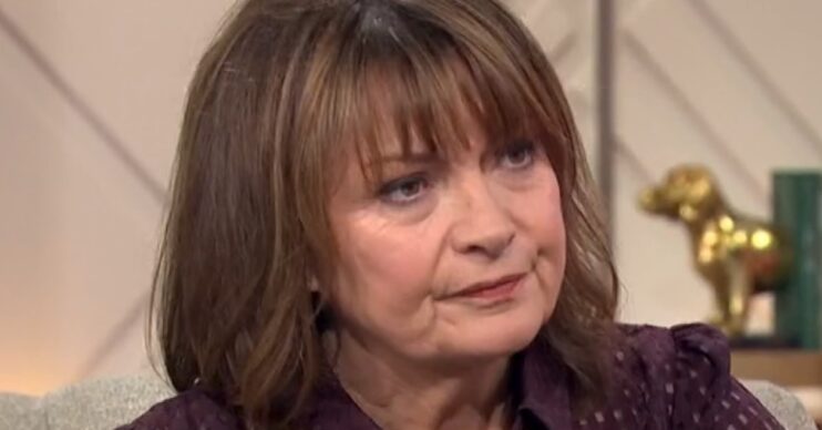 Lorraine Kelly looking sad on her show today