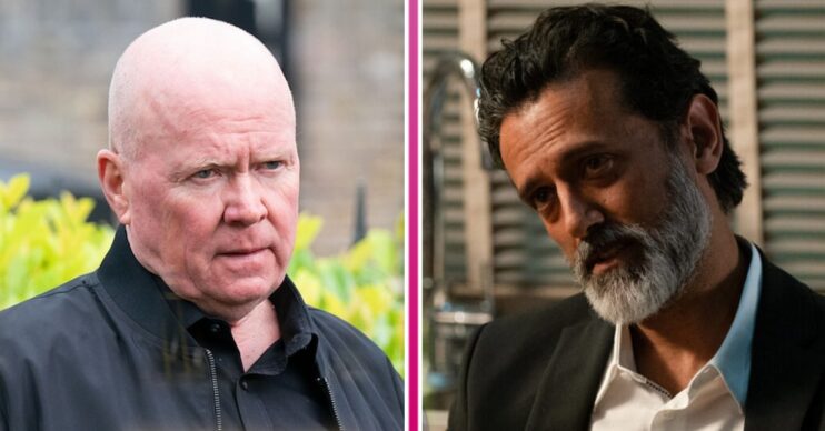 Phil and Nish looking serious in EastEnders