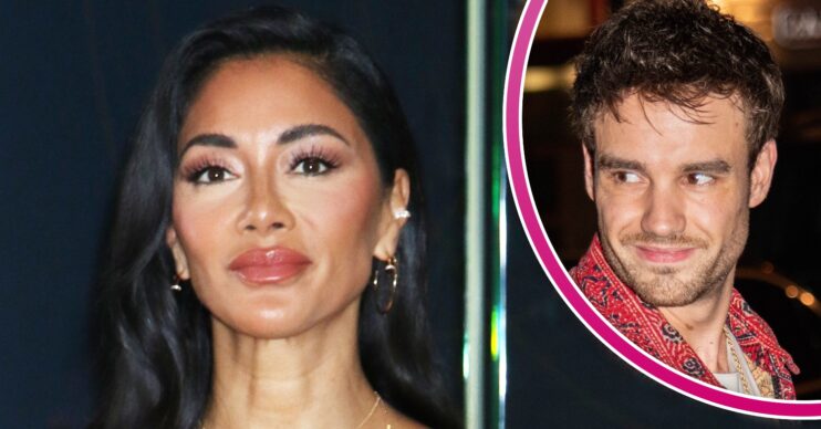 Nicole Scherzinger posing at event and Liam Payne smiling