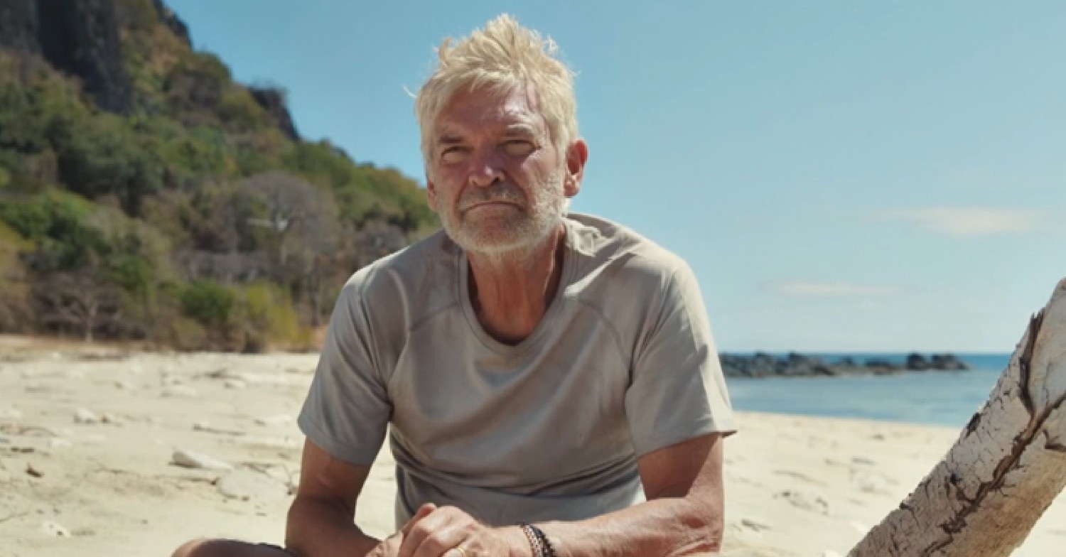 Phillip Schofield on island on Cast Away