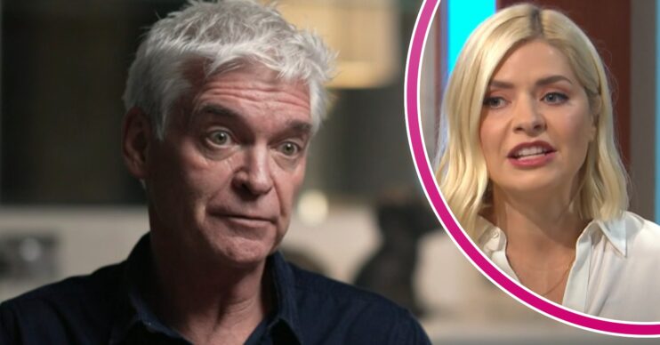 Phillip Schofield talking in BBC interview and Holly Willoughby on ITV show Lorraine